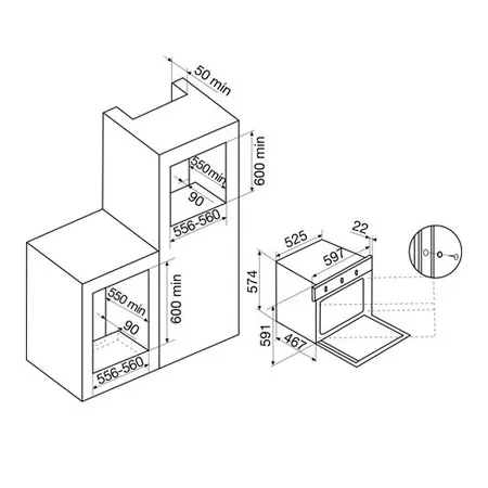 GFMG21BK FOUR GLEM ENC GAZ/GAZ 60cm METROPOL 62LT 5 FCT - 1