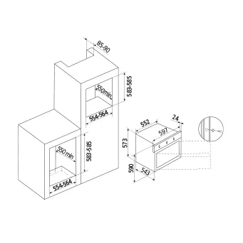 GFS93IX FOUR GLEM ENC Elec 60cm VENTILLE 64LT 9 FCT TITAN - 1