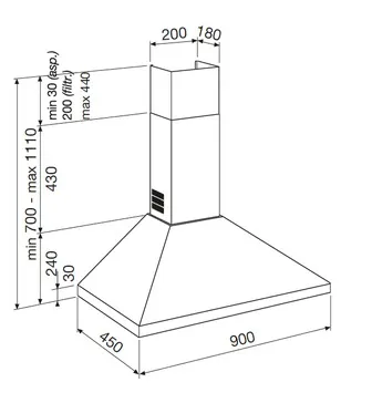 GHP940BK HOTTE GLEM 90CM PYRAMIDALE NOIR GHP940BK - 1