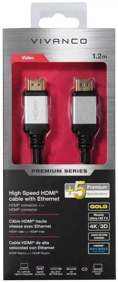 42200 Cable HDMI VIVANCO 1.2m Premium Series - 42200 - 0