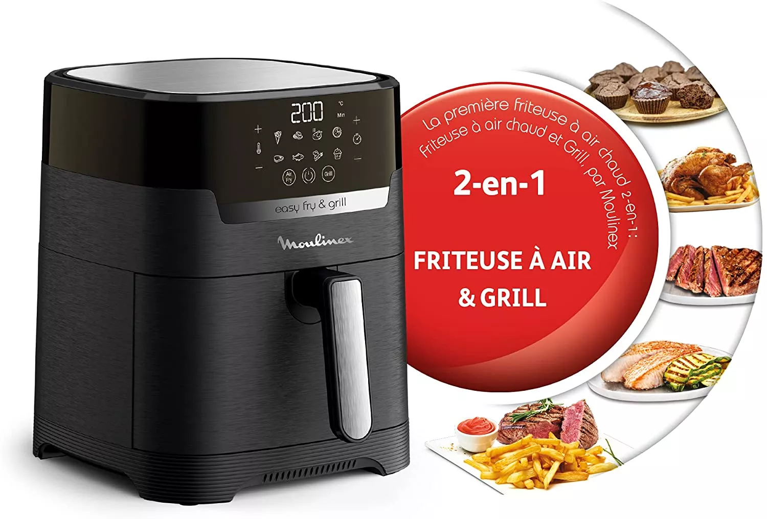 EZ505810 FRITEUSE MOULINEX NOIR SANS HUILE  2 EN 1 EASY FRY - 1