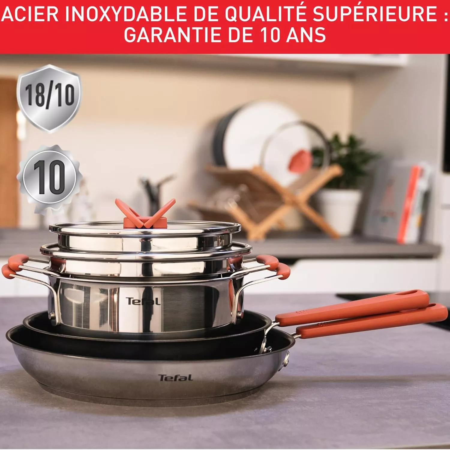 G720S604 Batterie de cuisine Tefal 6 pièces Faitouts 18/20 - 6