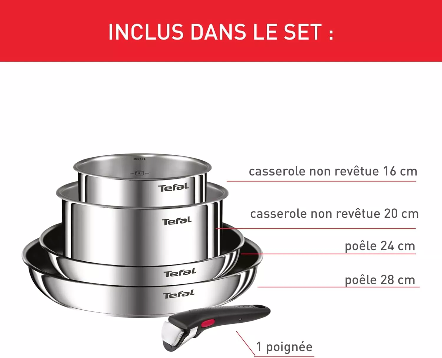 L897S504 SET DE POELE ET CASSEROLES TEFAL INGENIO INOX - 2