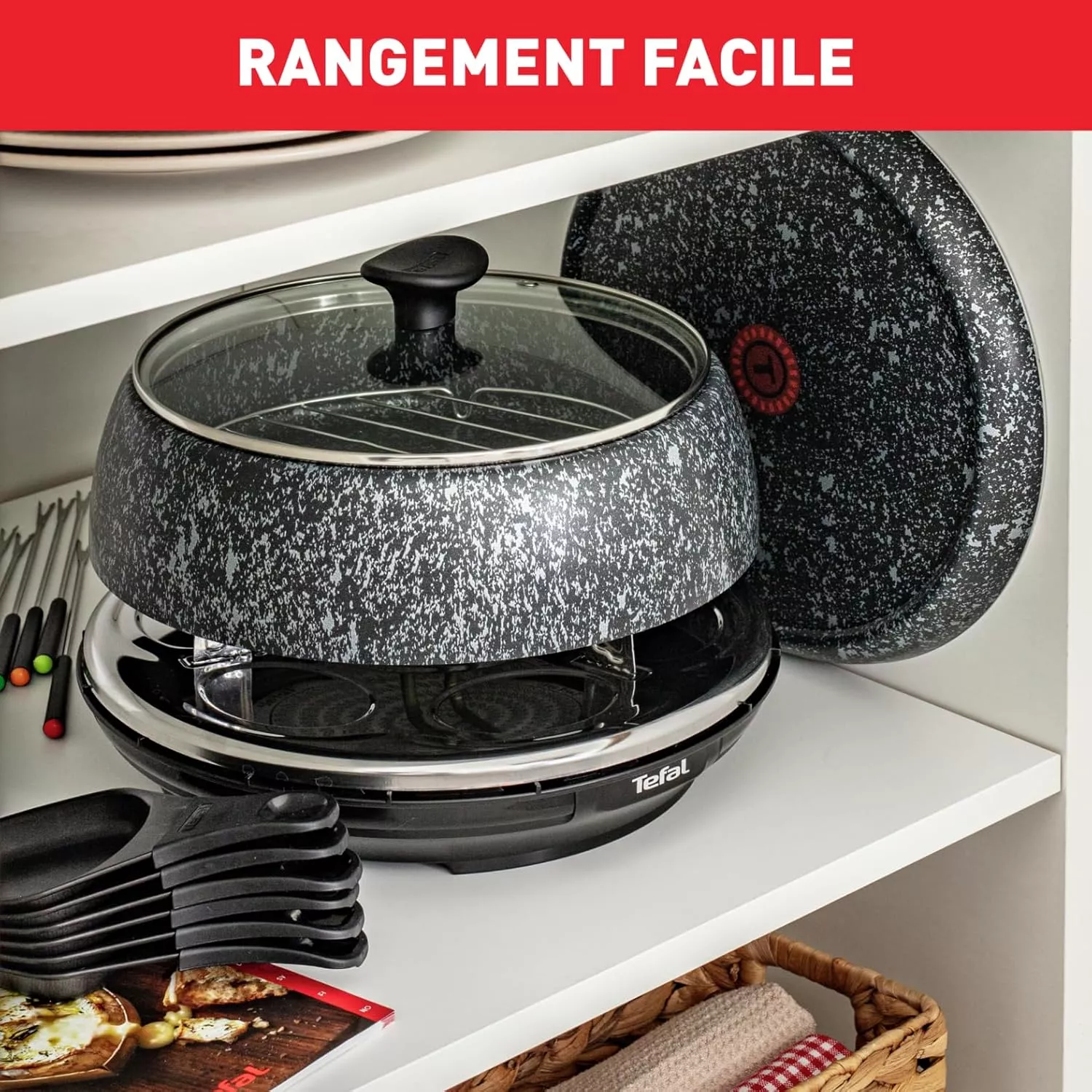 RE12C812 RACLETTE TEFAL 6 en 1 Plancha, Boîte à fromage - 2