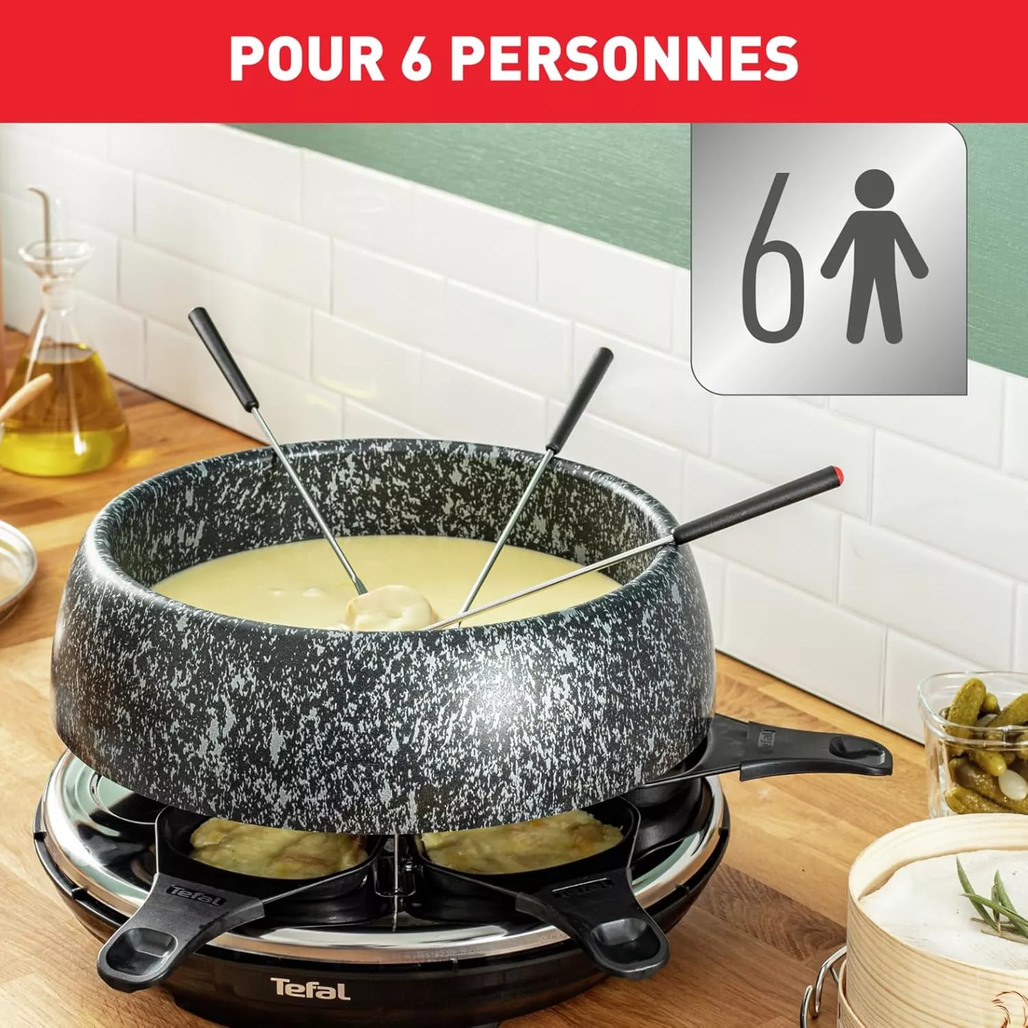 RE12C812 RACLETTE TEFAL 6 en 1 Plancha, Boîte à fromage - 3