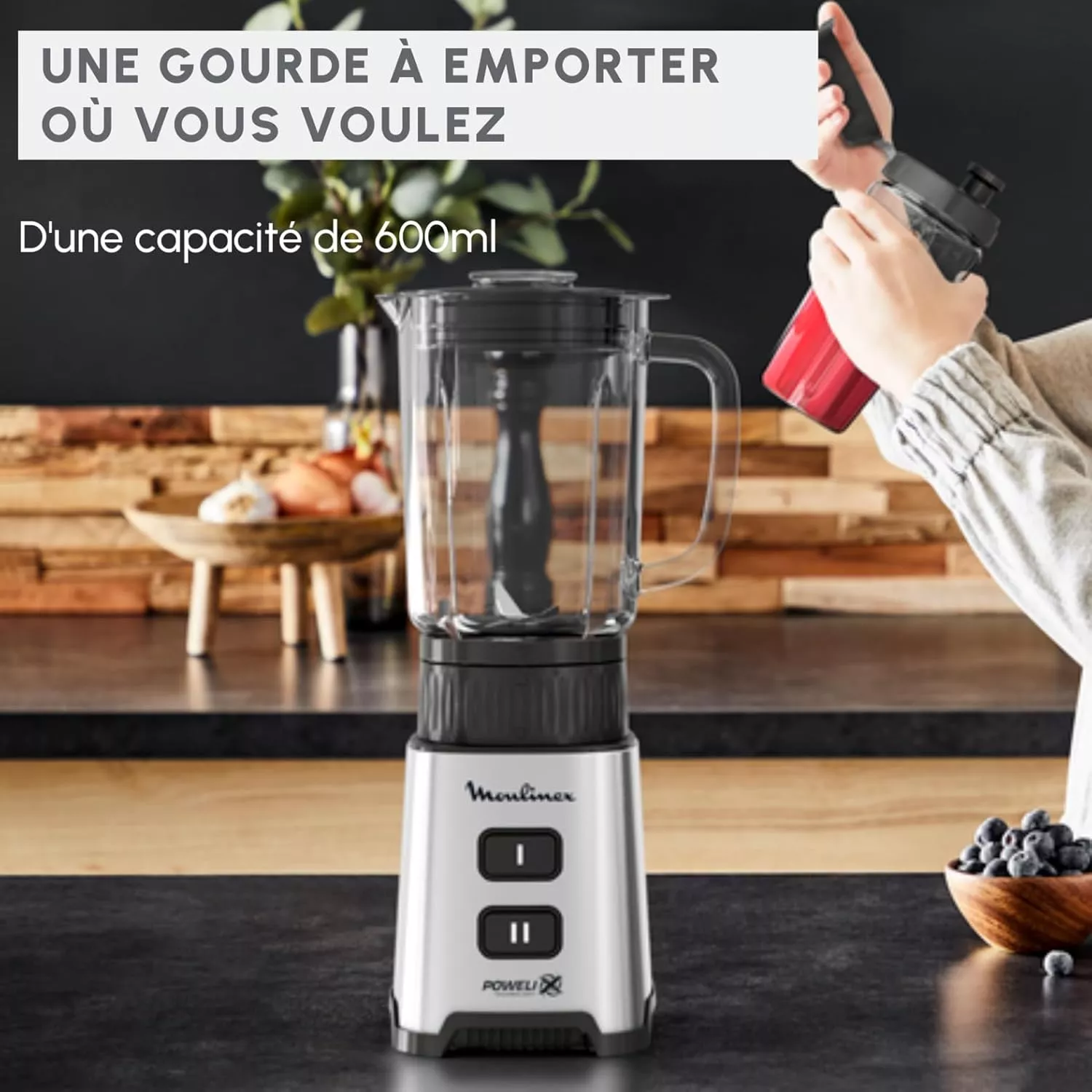 LM17GD10 Moulinex Blender En Verre Et Gourde 2EN1 400W 1L - 6