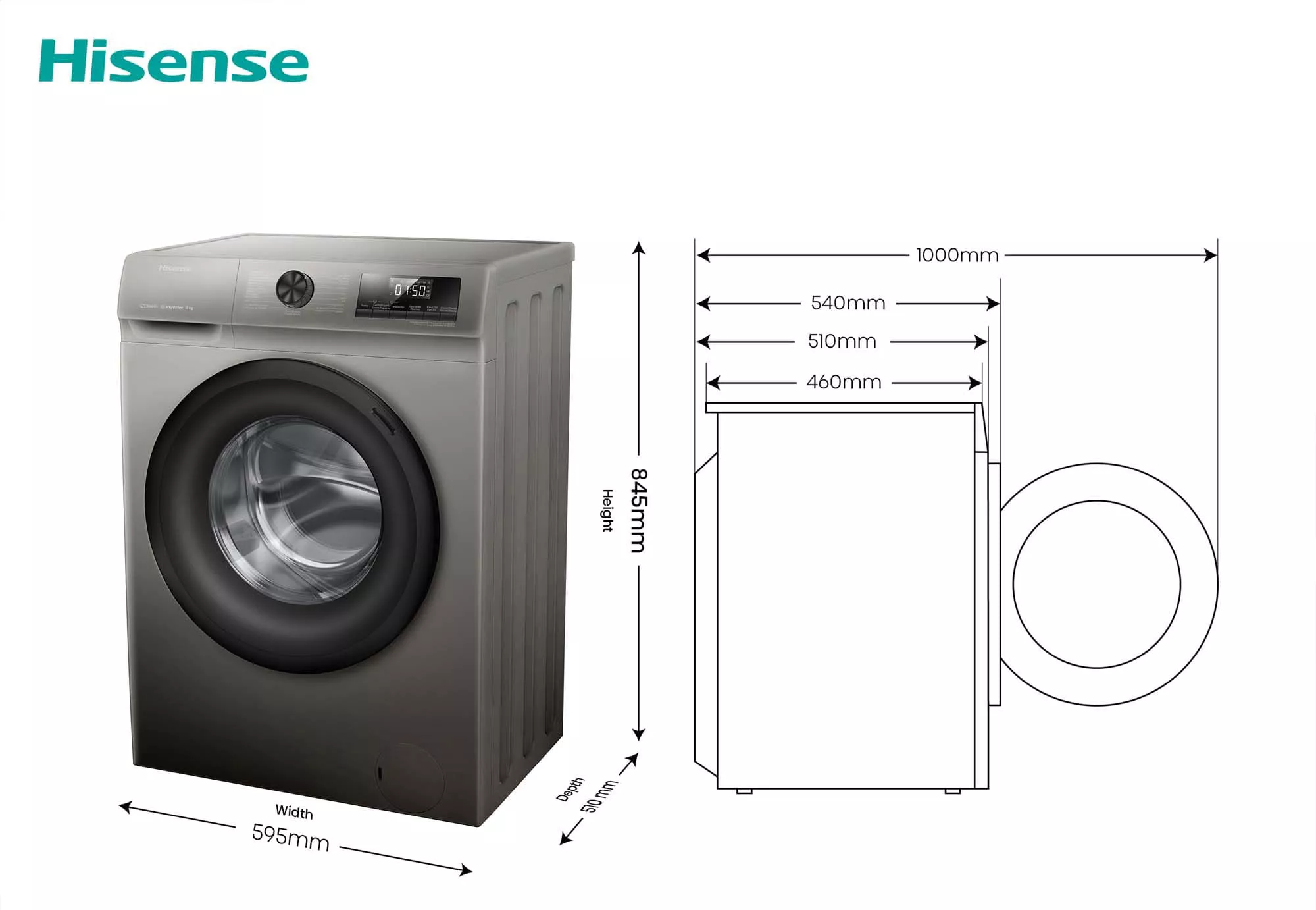 WFQP8014EVMT Machine à laver QP HISENSE 8KG Vapeur Inverter - 5