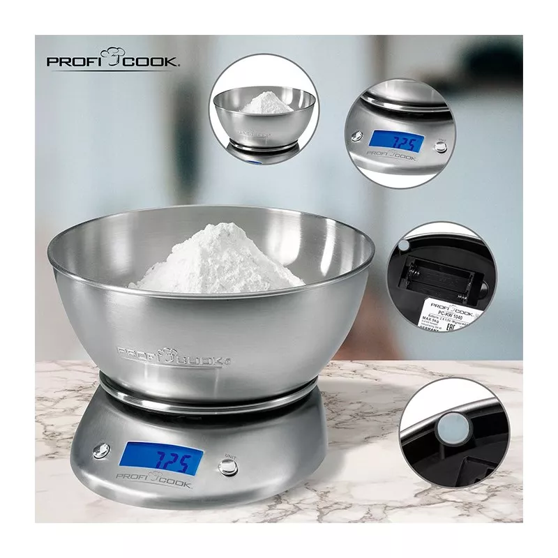 KW1040 Balance de cuisine PROFICOOK avec bol inox 5Kg - 2