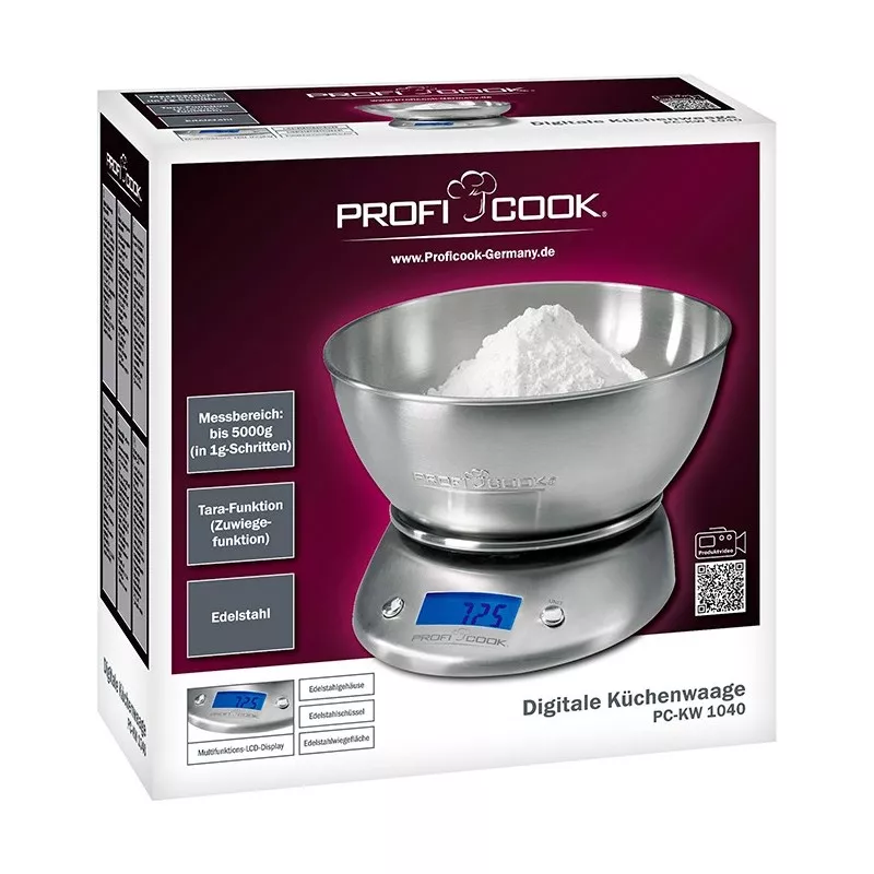 KW1040 Balance de cuisine PROFICOOK avec bol inox 5Kg - 5