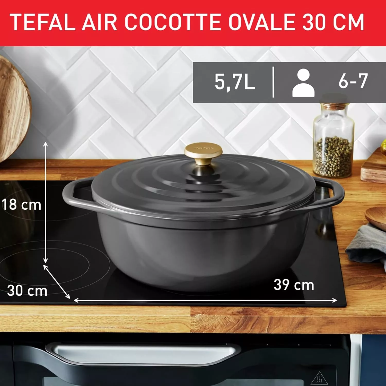 E2558904 tefal Tefal Air Cocotte / faitout Ovale 30CM Fonte - 6