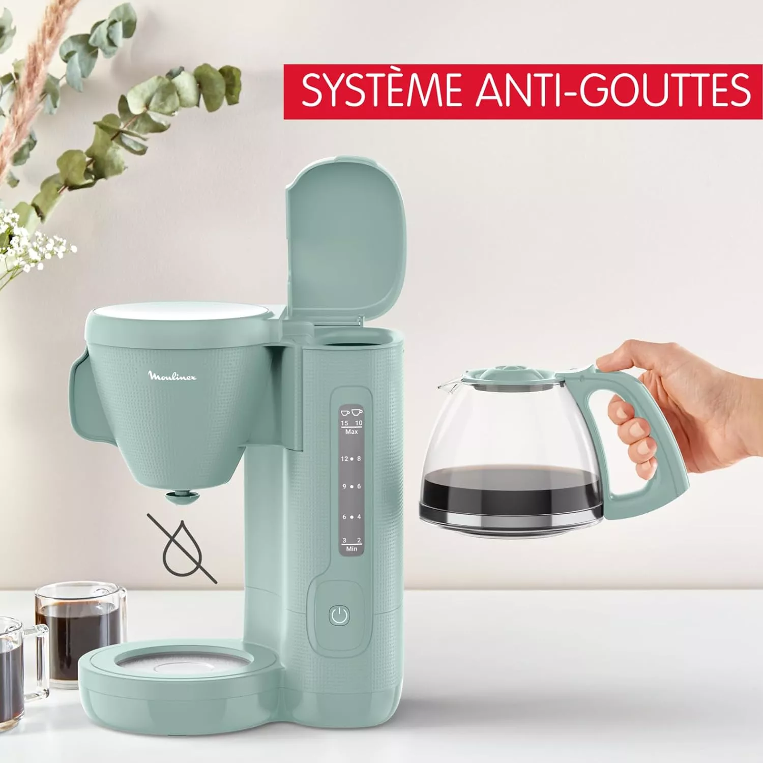 FG2M1310 Cafetière Filtre Morning Moulinex 1,25L vert d'eau - 2