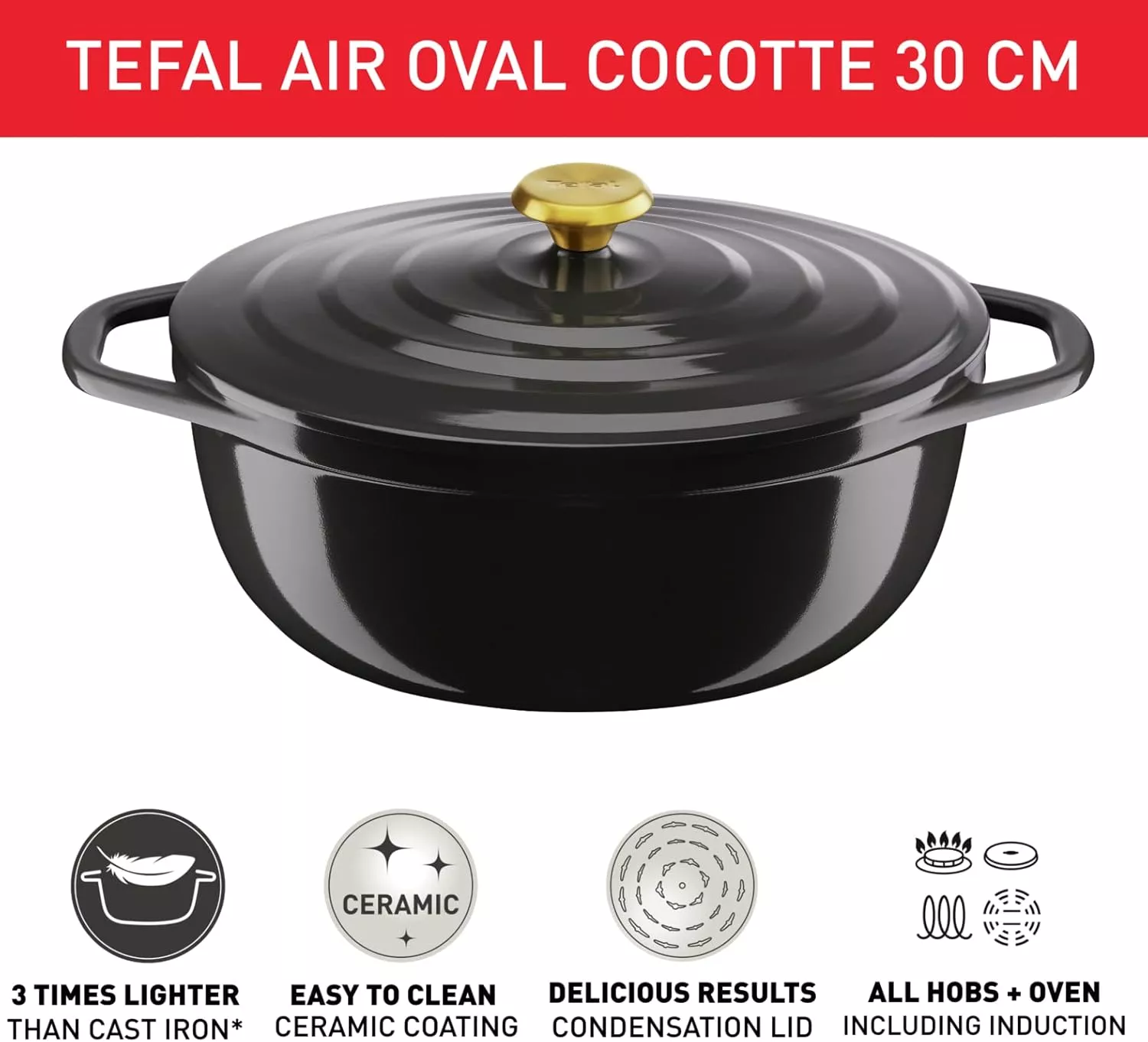 E2558904 tefal Tefal Air Cocotte / faitout Ovale 30CM Fonte - 4