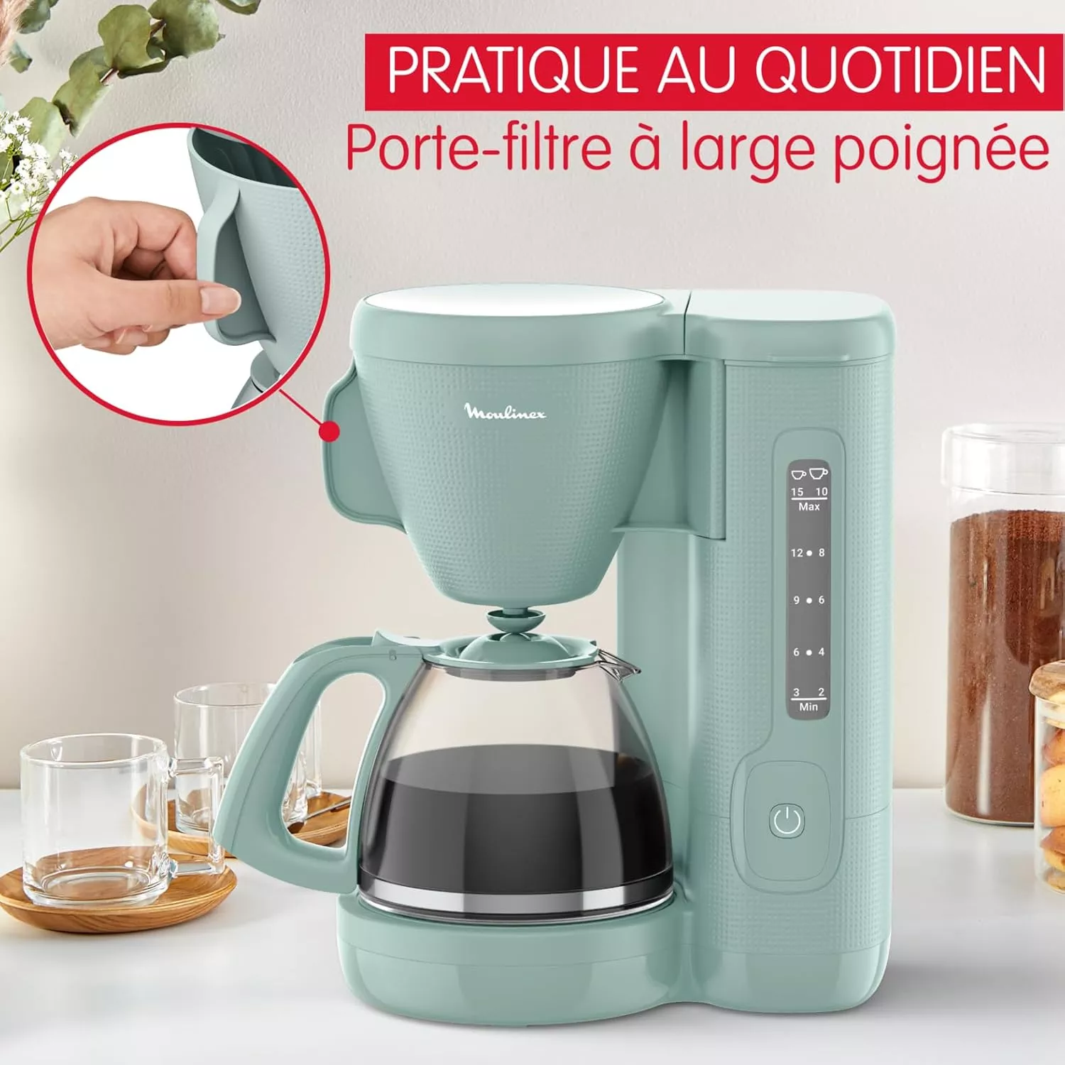 FG2M1310 Cafetière Filtre Morning Moulinex 1,25L vert d'eau - 4