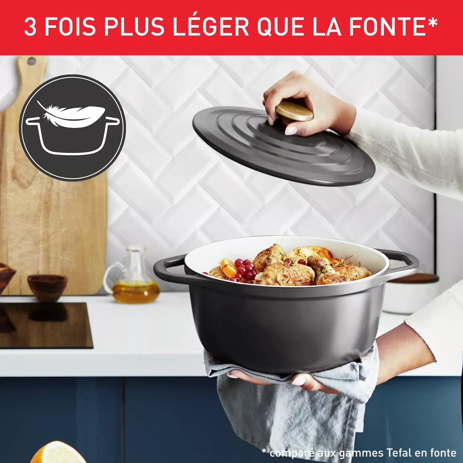 E2558904 tefal Tefal Air Cocotte / faitout Ovale 30CM Fonte - 5