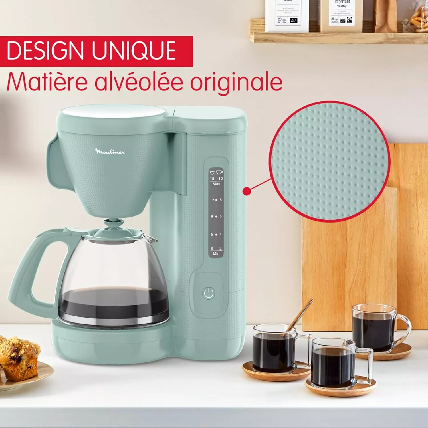 FG2M1310 Cafetière Filtre Morning Moulinex 1,25L vert d'eau - 6