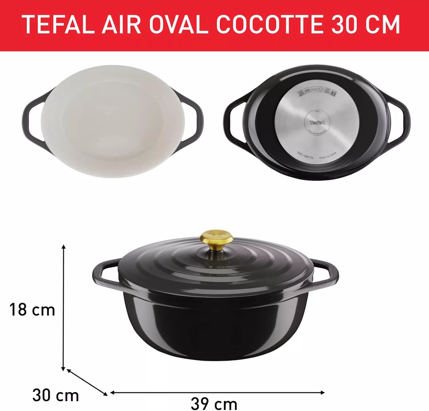 E2558904 tefal Tefal Air Cocotte / faitout Ovale 30CM Fonte - 11